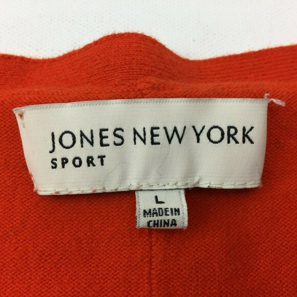 Jones New York Sport Womens Red Orange V-Neck Sweater Pullover 3/4 Sleeve Large - Picture 4 of 4
